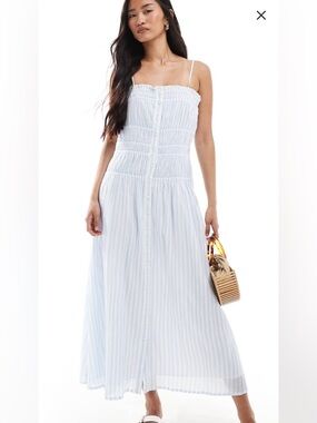 ASOS poplin shirred button up maxi dress